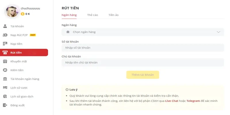Hướng dẫn r&uacute;t tiền tại nh&agrave; c&aacute;i May88